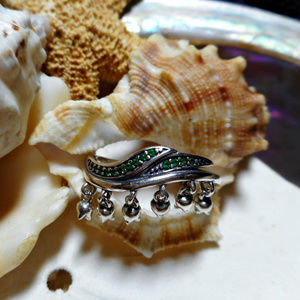 Sterling Silver Lily of the Valley Dangle Ring Size 6